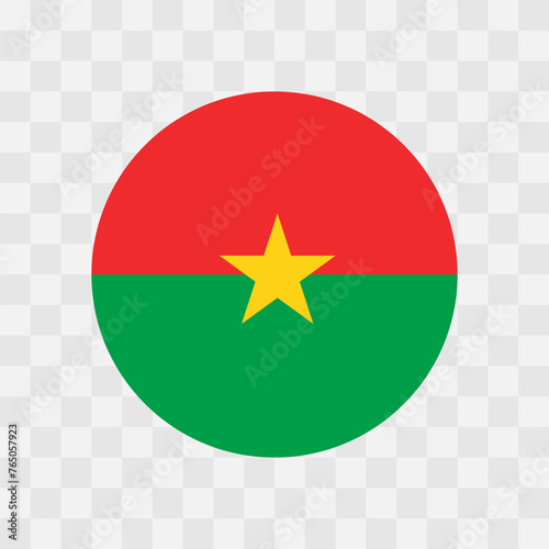 Burkina Faso flag - circle vector flag isolated on checkerboard transparent background