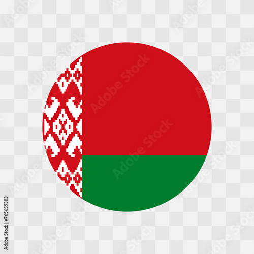 Belarus flag - circle vector flag isolated on checkerboard transparent background