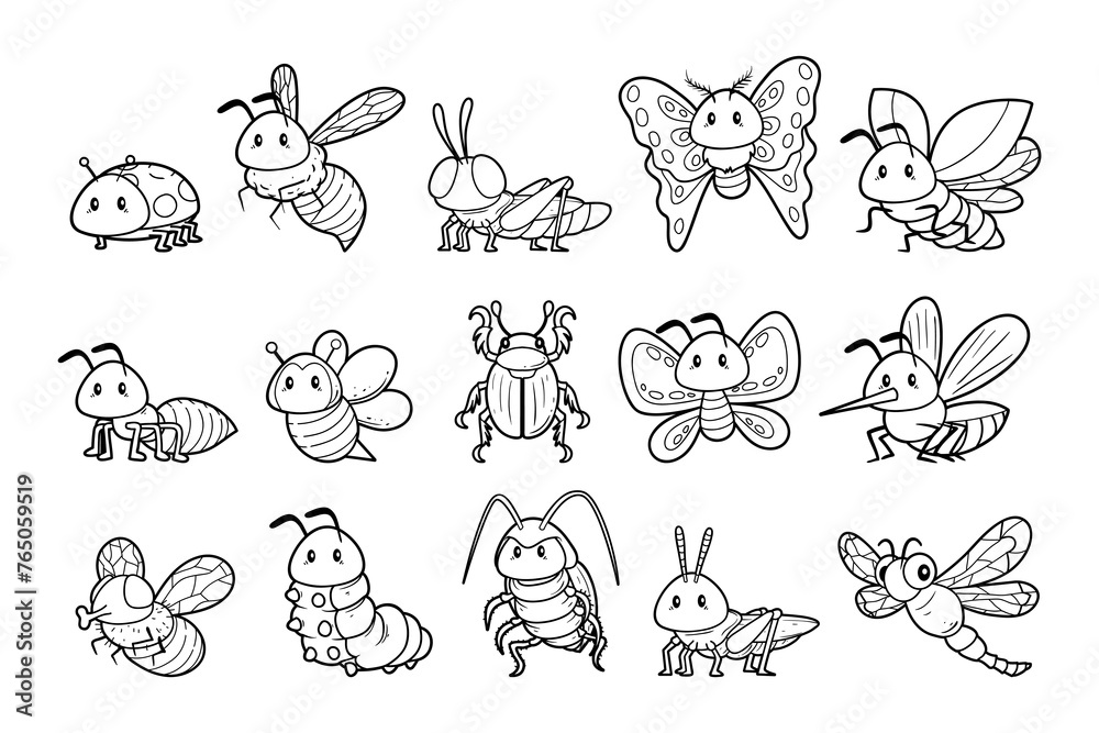 Insect animals element vector outline sketch illustration