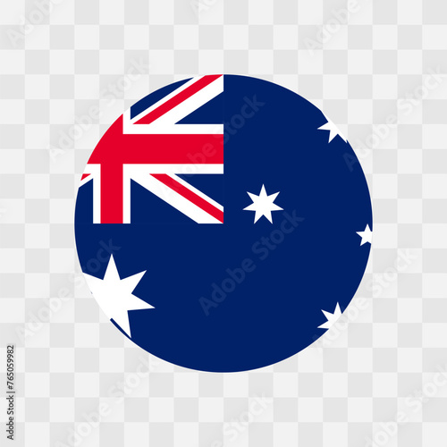 Australia flag - circle vector flag isolated on checkerboard transparent background