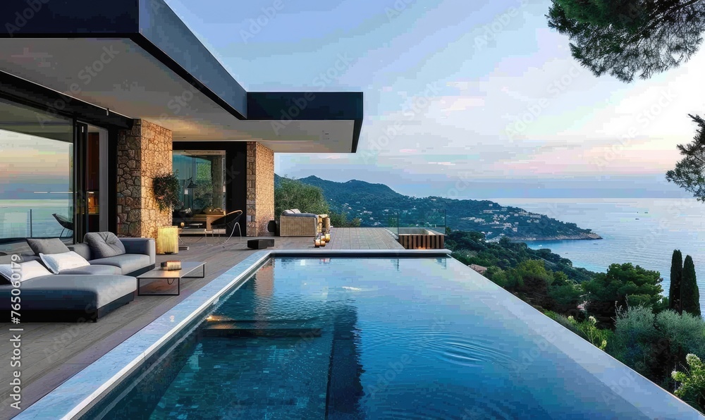 Modern luxury laconic mediterranean style house with pool