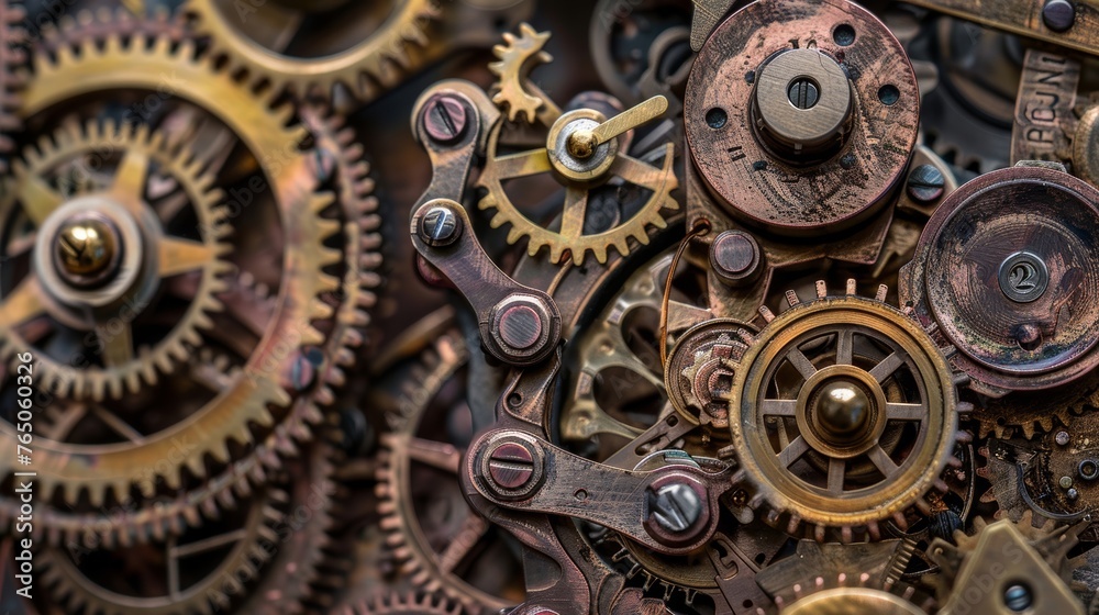 Intricate machinery with gear mechanisms Intricate machinery with gear mechanisms
