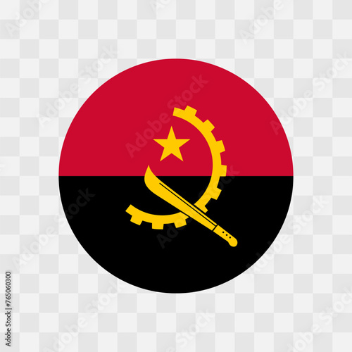 Angola flag - circle vector flag isolated on checkerboard transparent background