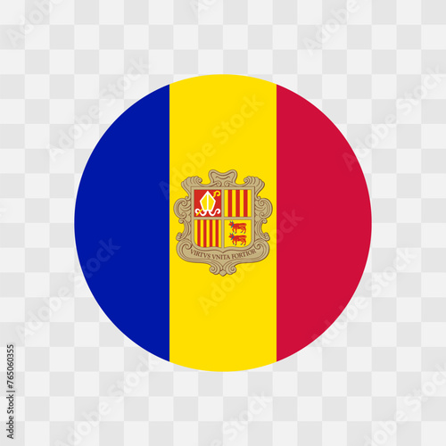Andorra flag - circle vector flag isolated on checkerboard transparent background