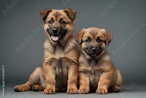 two dogs on a white background