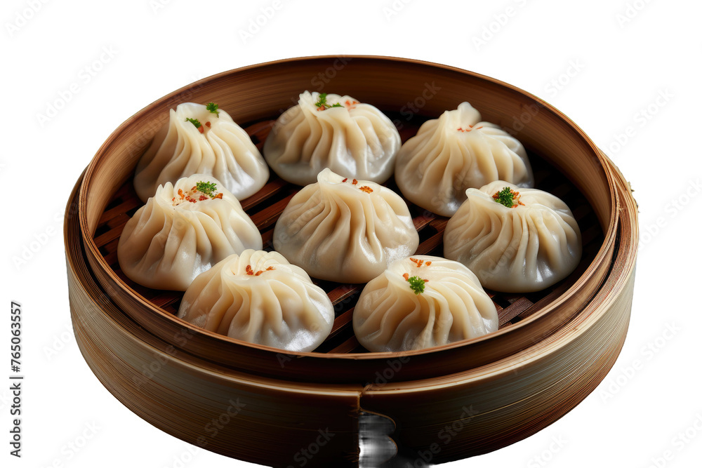 Gastronomic Delights: A Wooden Container Overflowing With Delectable Dumplings. Gastronomic Delights: A Wooden Container Overflowing With Delectable Dumplings.
