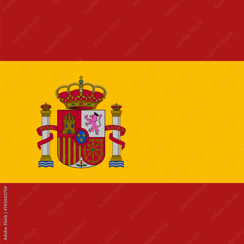 Obraz premium Spain flag - solid flat vector square with sharp corners.