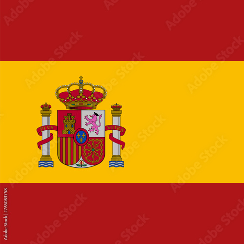 Spain flag - solid flat vector square with sharp corners.