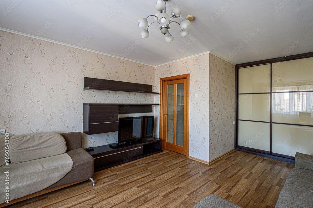 Obraz premium standard interior apartment. living room with sofa