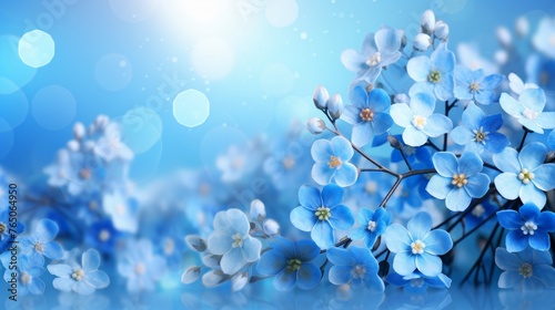 Vibrant forget me not flowers in full bloom, enhancing the beauty of a colorful spring background