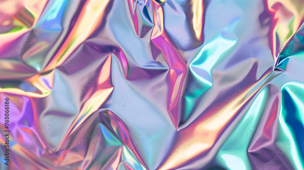 Fototapeta premium Gradient Abstract. Holographic Rainbow Foil with Light Metal Pastel Pattern. Iridescent Foil Effect Texture. Abstract background with waves
