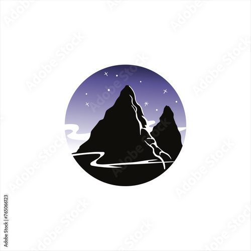 stargazing night mountain environment logo suitable for logo design, branding and company