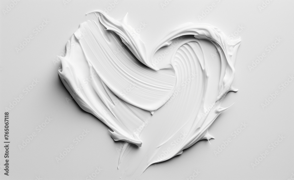 Heartfelt Radiance: Skincare Cream Smear on White Background - obrazy, fototapety, plakaty 