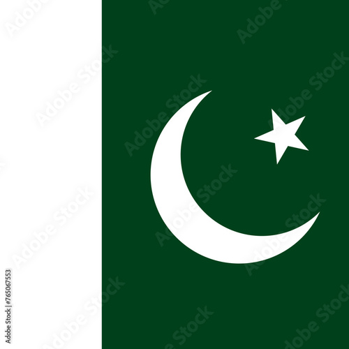 Pakistan flag - solid flat vector square with sharp corners.