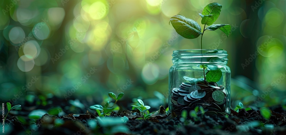 Green investment and financing for sustainable development projects, solid color background Green investment and financing for sustainable development projects, solid color background