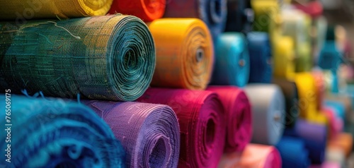 Sustainable textile manufacturing reducing environmental impacts, solid color background