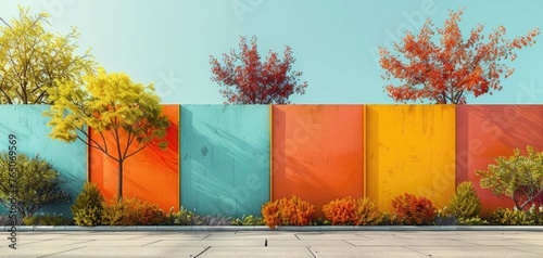 Noise barriers made from recycled materials along urban highways. Pollution control measure, solid color background photo