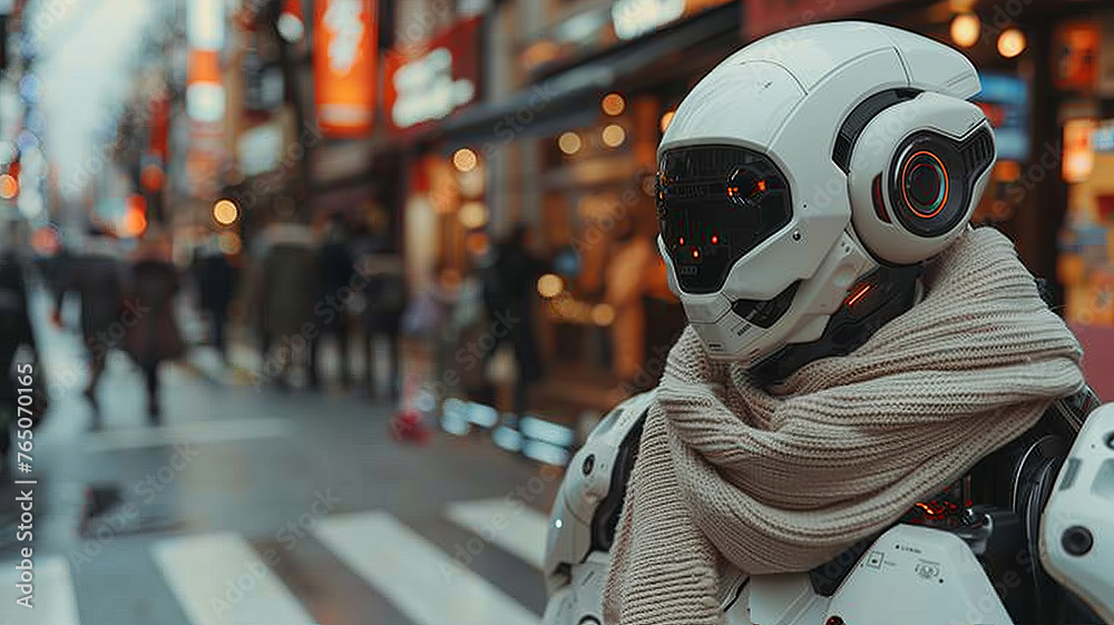 AI robot technology that helps people cross the road on the crossing,generative ai AI robot technology that helps people cross the road on the crossing,generative ai