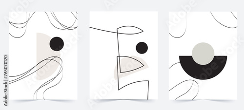 Hand-drawn flat design boho wall Art Abstract Design for print, cover, wallpaper, minimal wall art, and natural.Vector line art design 