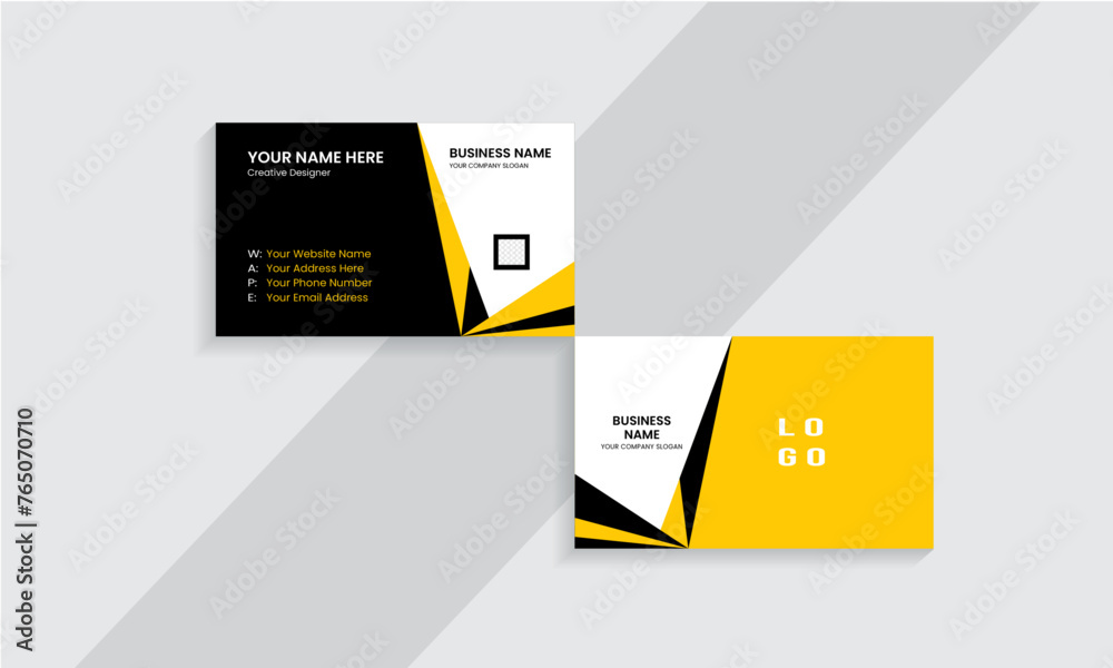 Double-sided business card yellow & black Minimal business card print template design. Simple clean layout. Double-sided business card yellow & black Minimal business card print template design. Simple clean layout.