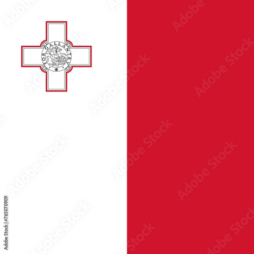 Malta flag - solid flat vector square with sharp corners. photo