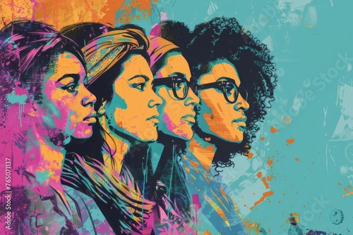 Courageous women united in the fight for equality, empowerment, and justice, portrayed in a powerful concept illustration for International Women's Day photo