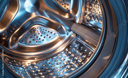 Close-Up of Contemporary Washing Machine Drum