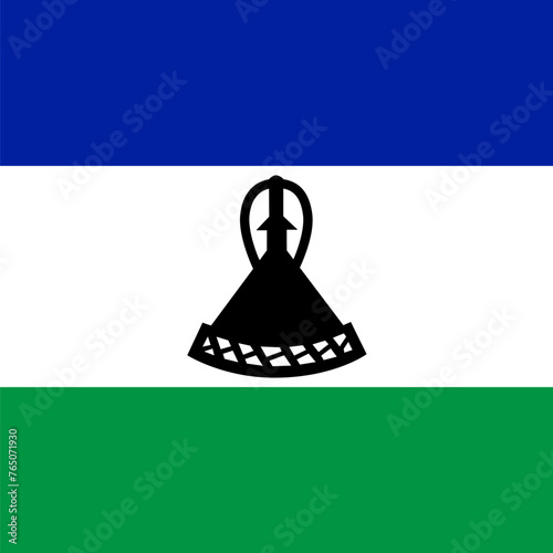 Lesotho flag - solid flat vector square with sharp corners. photo