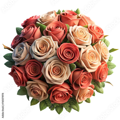 Beautiful flower bouquet with different cute flowers 3d
