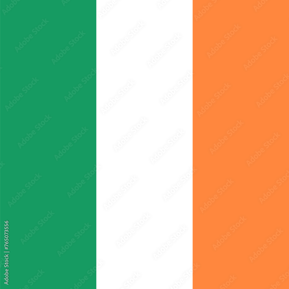 Naklejka premium Ireland flag - solid flat vector square with sharp corners.