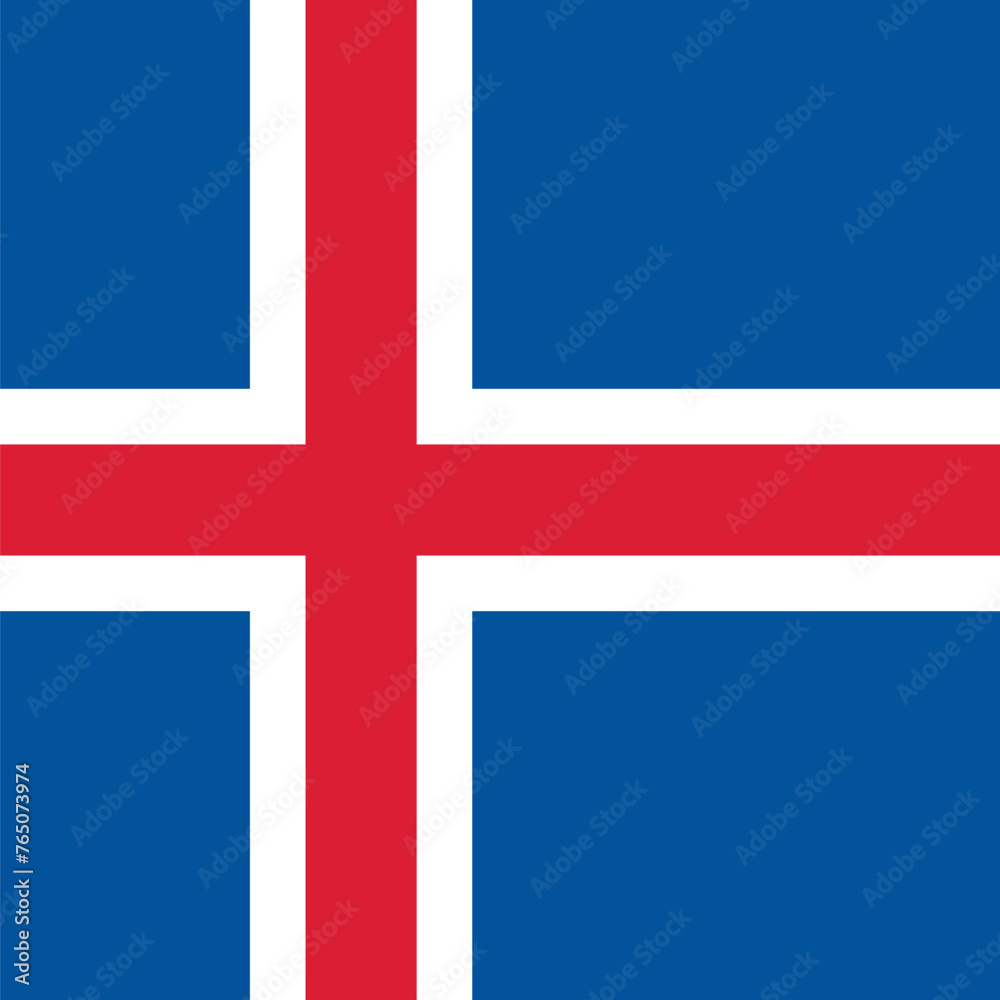 Iceland flag - solid flat vector square with sharp corners. Iceland flag - solid flat vector square with sharp corners.