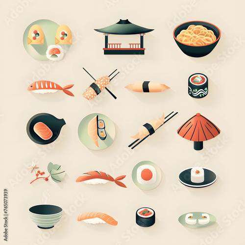 Icon set for menus for different restaurants photo