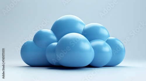 A 3D of abstract blue cloud shapes with a smooth, soft surface, creating a calm and minimalist aesthetic.