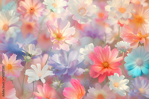 Pastel-colored flowers  dreamy floral background.