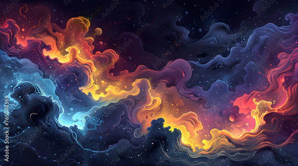 Abstract background in the concept of space and fantasy with bright contrasting colors and decorated with dots. Abstract background in the concept of space and fantasy with bright contrasting colors and decorated with dots.