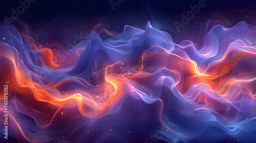 Abstract background in the concept of space and fantasy with bright contrasting colors and decorated with dots.