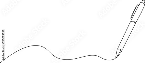 continuous single line drawing of sketching or writing with ballpoint pen, line art vector illustration