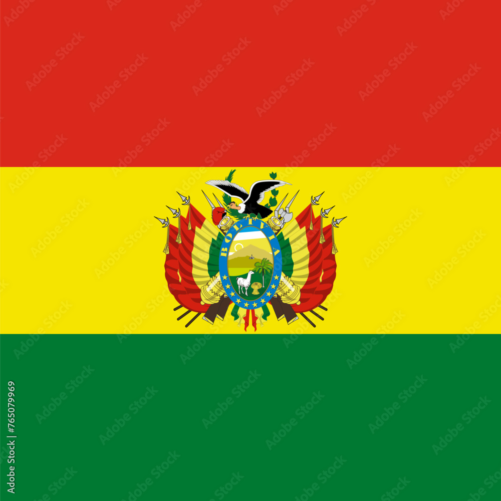 Bolivia flag - solid flat vector square with sharp corners.