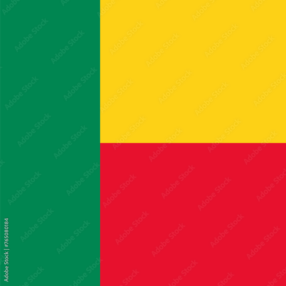 Naklejka premium Benin flag - solid flat vector square with sharp corners.