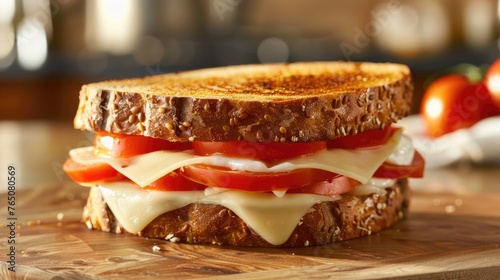 Tomato and cheese sandwich. Generative AI