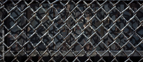 A detailed view of a metal fence showcasing a complex pattern in the metalwork © 2rogan