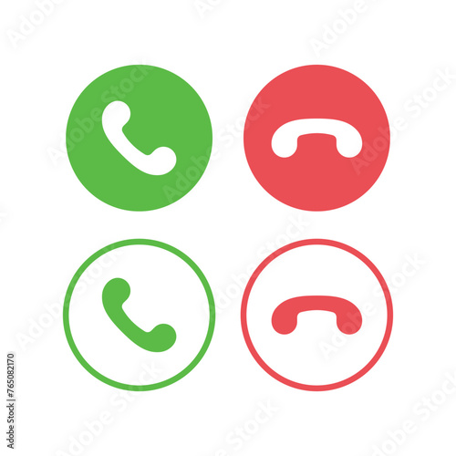 Phone call accept and decline buttons icon Vector illustration. Phone call symbol icon. 