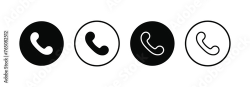 Phone Call icon collection. Telephone symbol. Telephone call symbol flat style isolated on white background.
