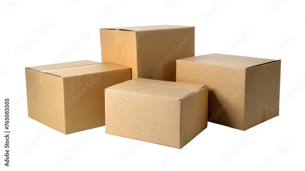 Fototapeta premium Cardboard Box Mockup on Transparent Background