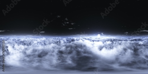 The moon over the clouds.HDRI  environment map   Round panorama  spherical panorama  equidistant projection  panorama 360  3d rendering