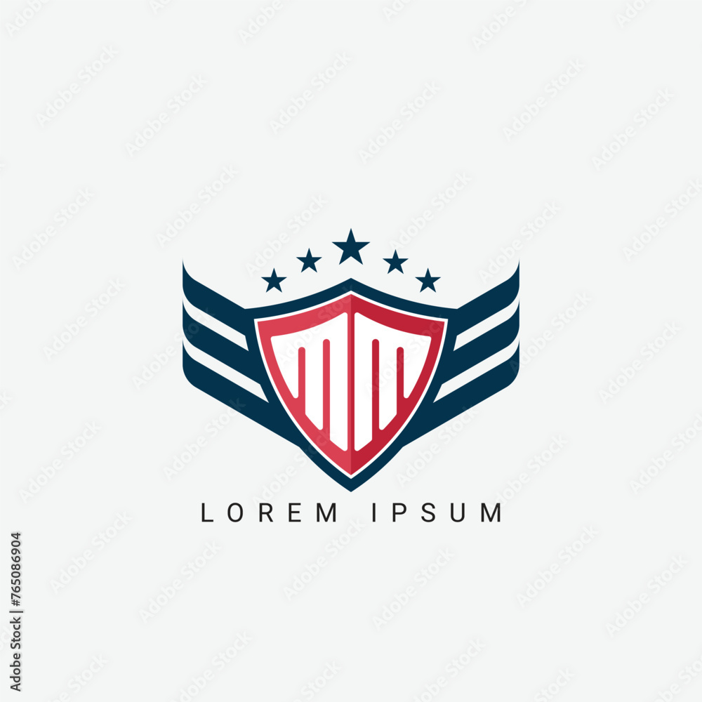 Luxury MM, M Letter Wing with Shield Logo template Luxury MM, M Letter Wing with Shield Logo template