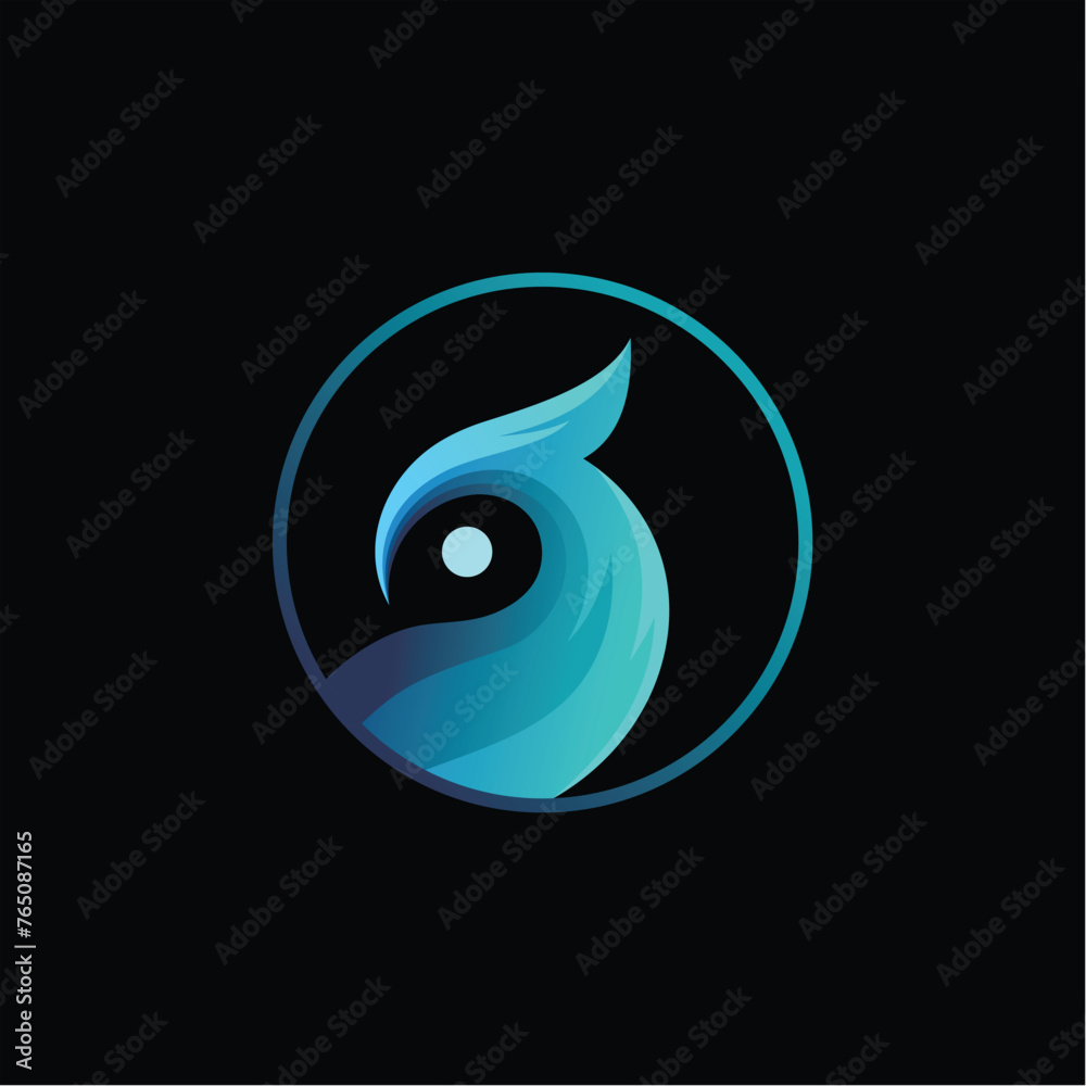Obraz premium Gradient Colorful Style Bird Circle Vector Logo Illustration.