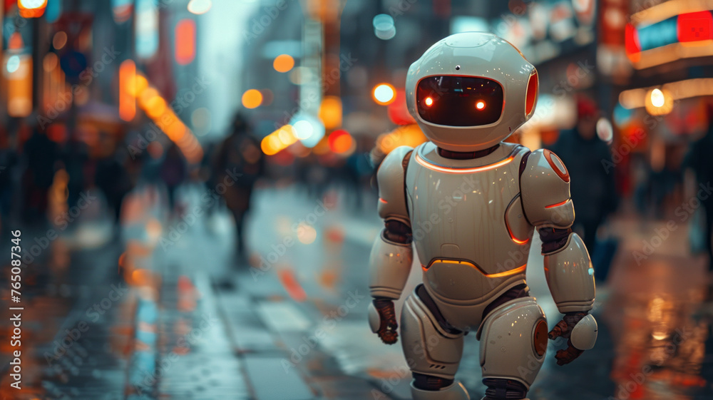 custom made wallpaper toronto digitalAI robot technology that helps people cross the road on the crossing,generative ai