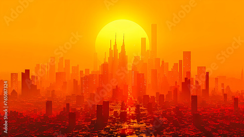 Amidst Urban Silhouettes, The City Dreams in Shades of Sunset, Weaving Tales of Light, Life, and Endless Possibilities