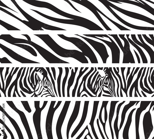 vertical stripes reflecting zebra fur pattern, black vector